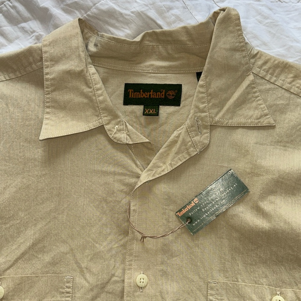 Timberland button up shirt in khaki NWT